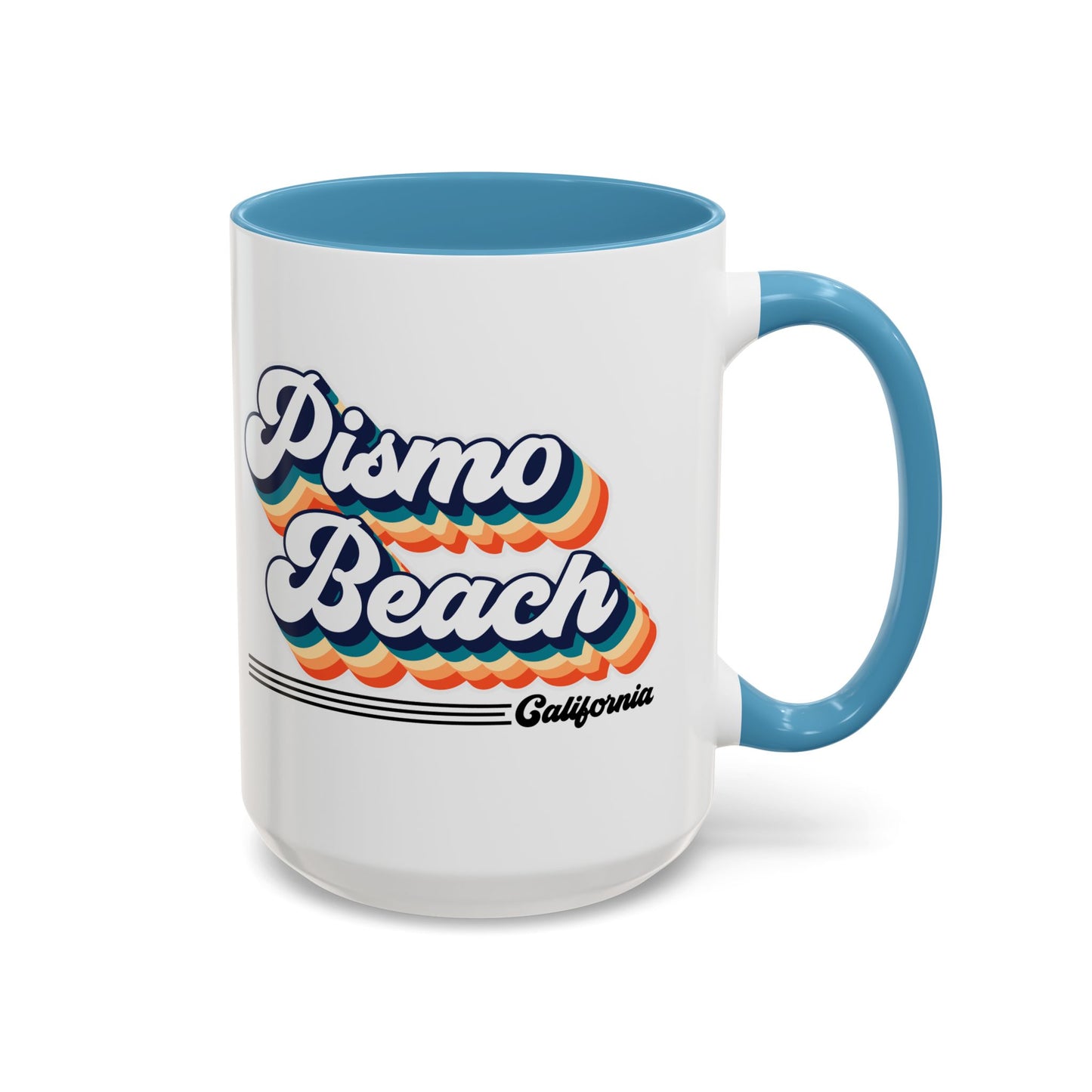 Coffee Mug, Pismo Beach Retro 80s Vibe Big Text, Tea Cup, Hot Chocolate Mug, Unique Gift for Beach Lovers, Birthday Gift for Coffee