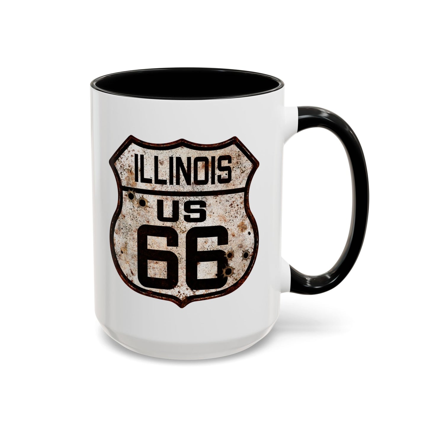 Mug Vintage Rusty Route 66 Highway Shield Illinois Route 66 Gift 11oz, 15oz