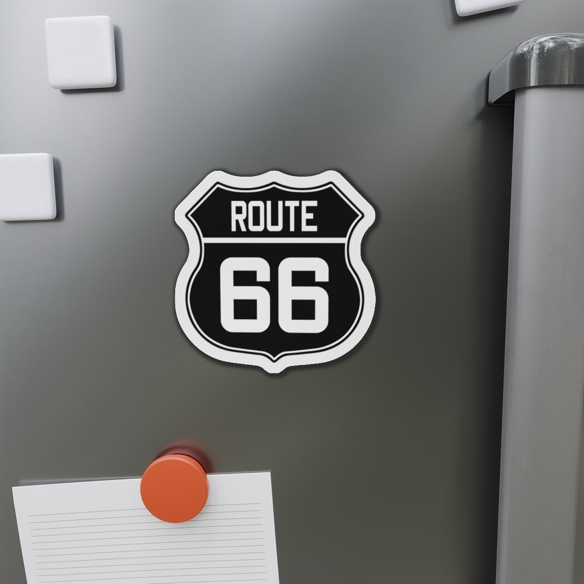 Die-Cut Magnet - Black and White Route 66 Shield