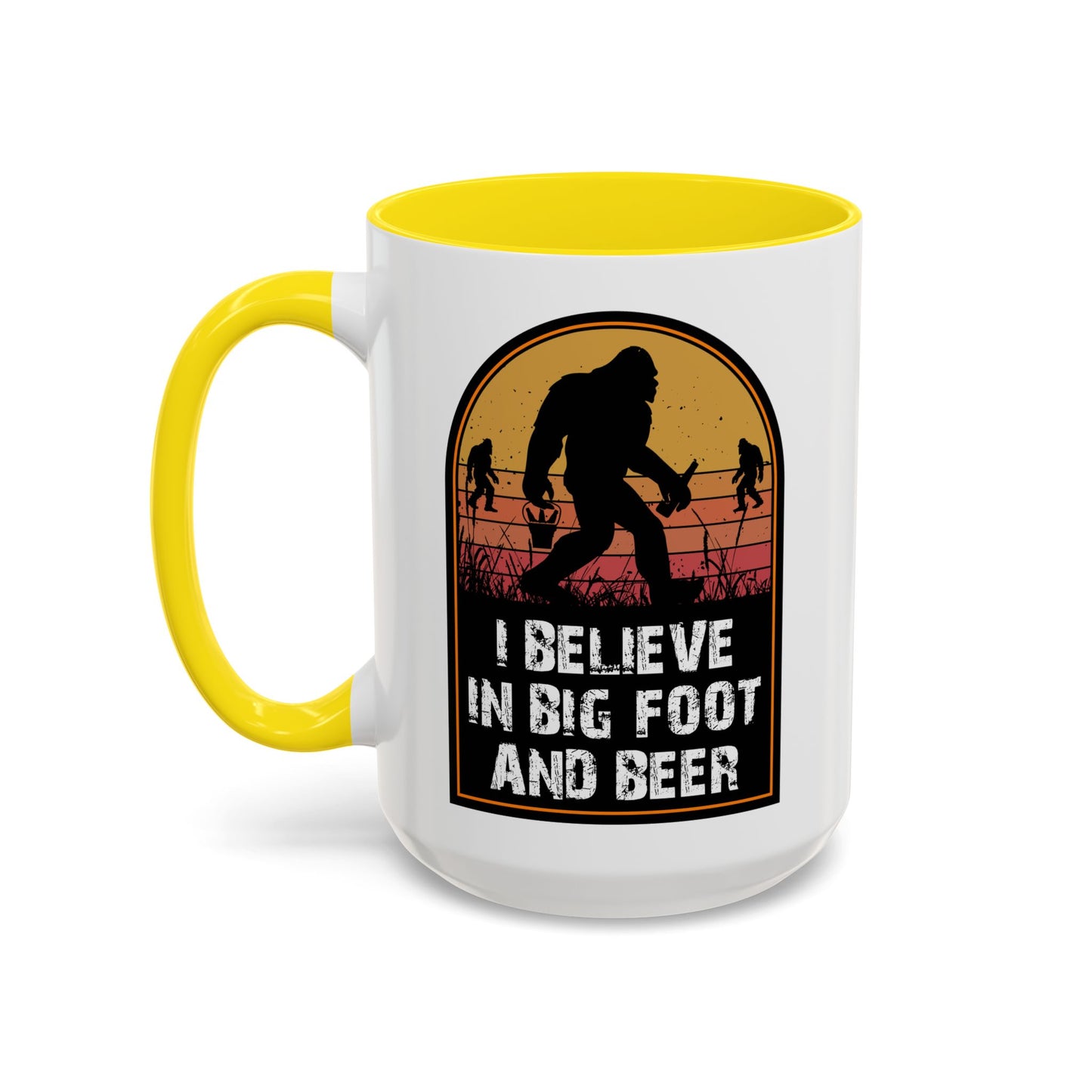 Big Foot and Beer Sticker - Sasquatch Decal - Funny Yeti Gift Accent Coffee Mug (11, 15oz)