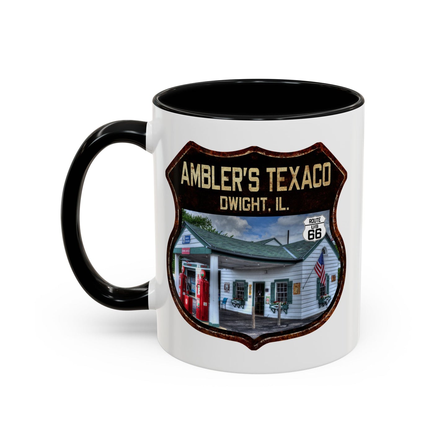 Mug Amblers Texaco Service Station Route 66 Shield Illinois 11oz