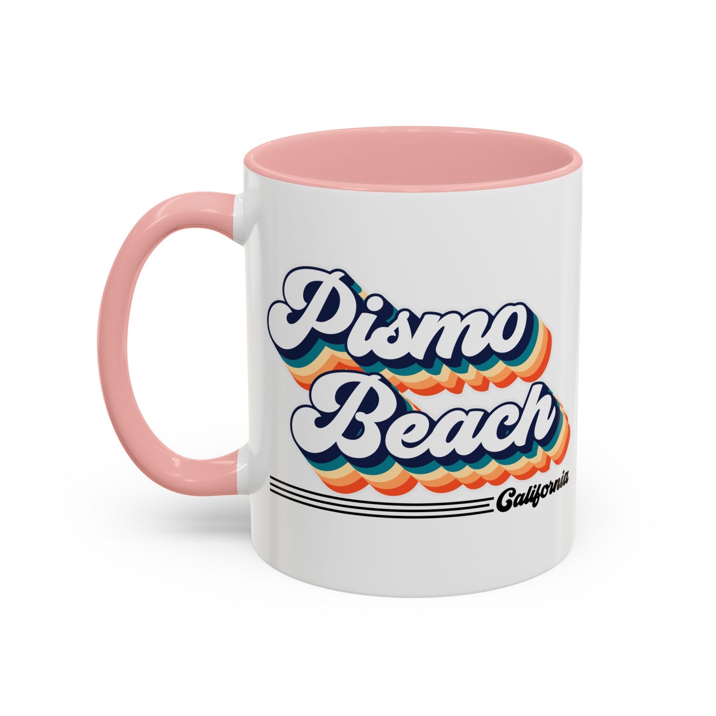 Coffee Mug, Pismo Beach Retro 80s Vibe Big Text, Tea Cup, Hot Chocolate Mug, Unique Gift for Beach Lovers, Birthday Gift for Coffee